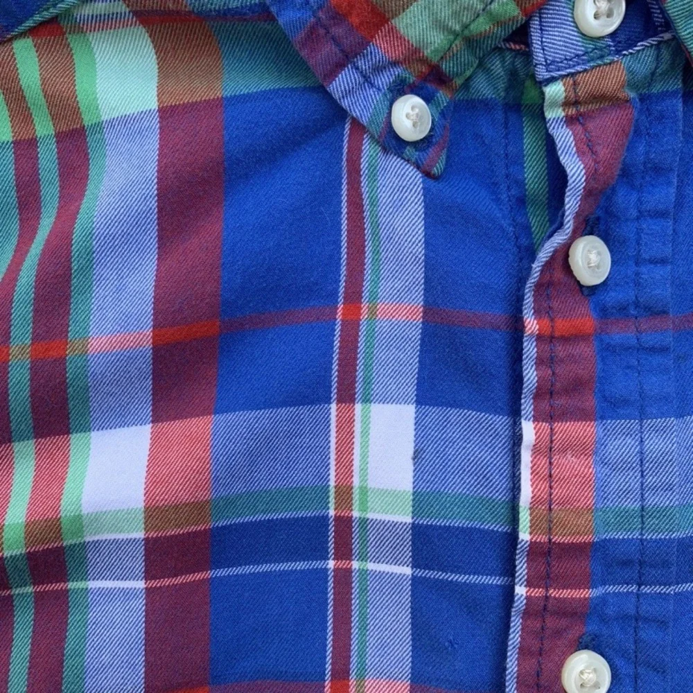 Ralph Lauren Boys Sz 5 Blue Multicolor Checked Button Down Long Sleeve Shirt